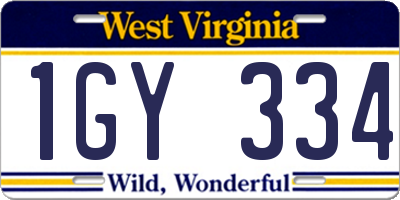 WV license plate 1GY334