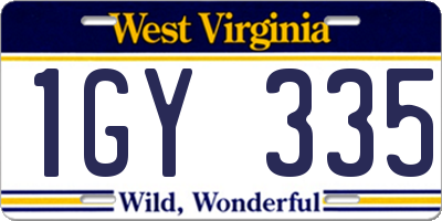 WV license plate 1GY335