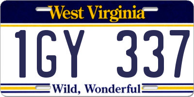 WV license plate 1GY337