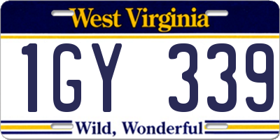 WV license plate 1GY339