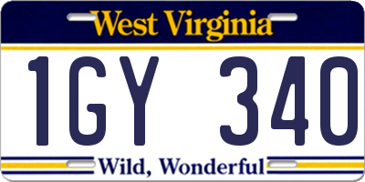 WV license plate 1GY340