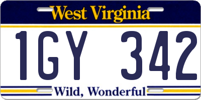 WV license plate 1GY342