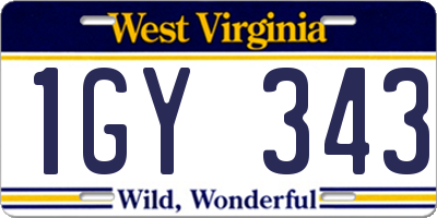 WV license plate 1GY343
