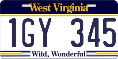 WV license plate 1GY345
