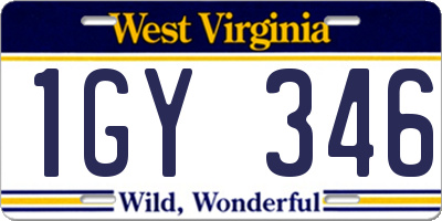 WV license plate 1GY346