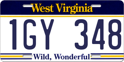 WV license plate 1GY348