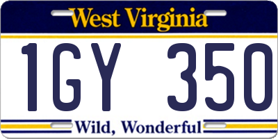 WV license plate 1GY350