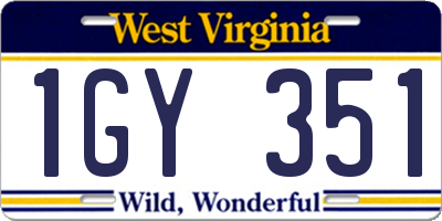 WV license plate 1GY351