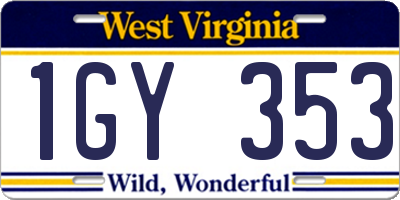 WV license plate 1GY353
