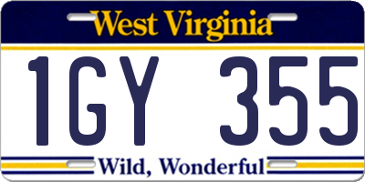 WV license plate 1GY355