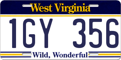 WV license plate 1GY356