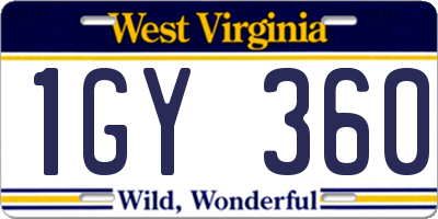 WV license plate 1GY360
