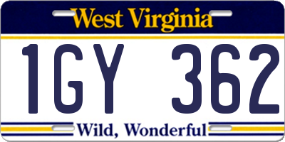 WV license plate 1GY362