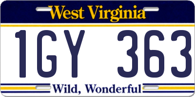 WV license plate 1GY363