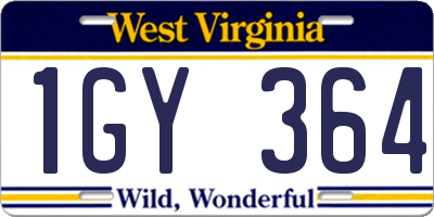 WV license plate 1GY364
