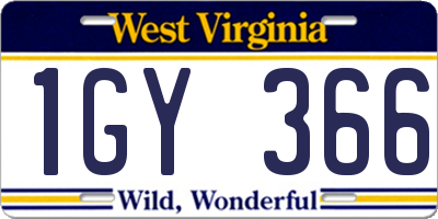 WV license plate 1GY366