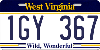 WV license plate 1GY367