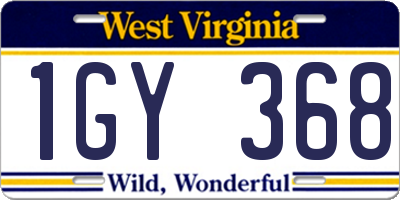 WV license plate 1GY368
