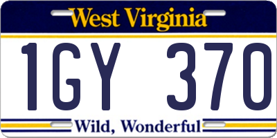 WV license plate 1GY370