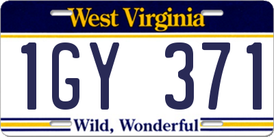 WV license plate 1GY371