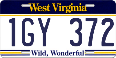 WV license plate 1GY372