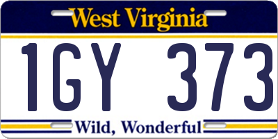 WV license plate 1GY373