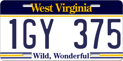 WV license plate 1GY375