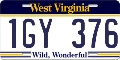 WV license plate 1GY376
