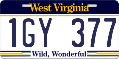 WV license plate 1GY377