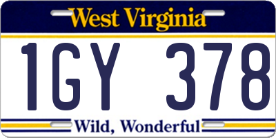 WV license plate 1GY378