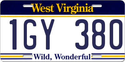WV license plate 1GY380