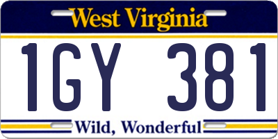 WV license plate 1GY381
