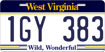 WV license plate 1GY383