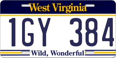 WV license plate 1GY384