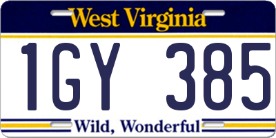 WV license plate 1GY385