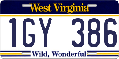 WV license plate 1GY386