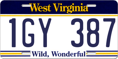 WV license plate 1GY387
