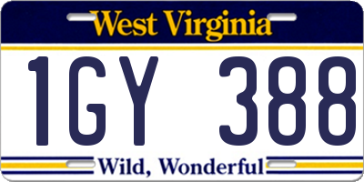 WV license plate 1GY388