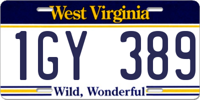 WV license plate 1GY389