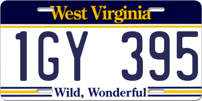 WV license plate 1GY395