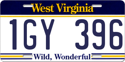 WV license plate 1GY396
