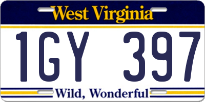 WV license plate 1GY397