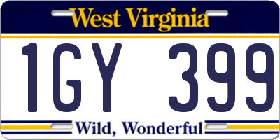 WV license plate 1GY399