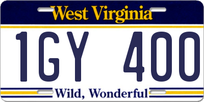 WV license plate 1GY400