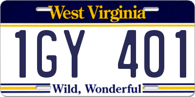 WV license plate 1GY401