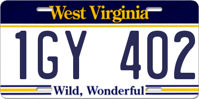 WV license plate 1GY402