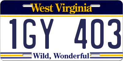 WV license plate 1GY403
