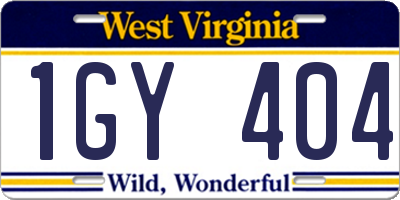 WV license plate 1GY404