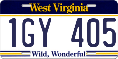 WV license plate 1GY405