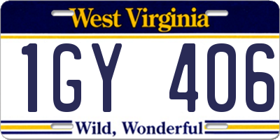 WV license plate 1GY406